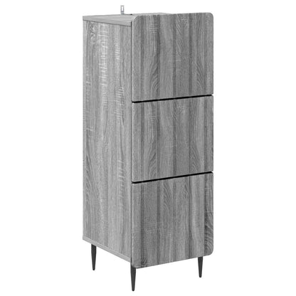 Drawer Cabinet Grey Sonoma 33 x 34.5 x 92 cm Engineered Wood