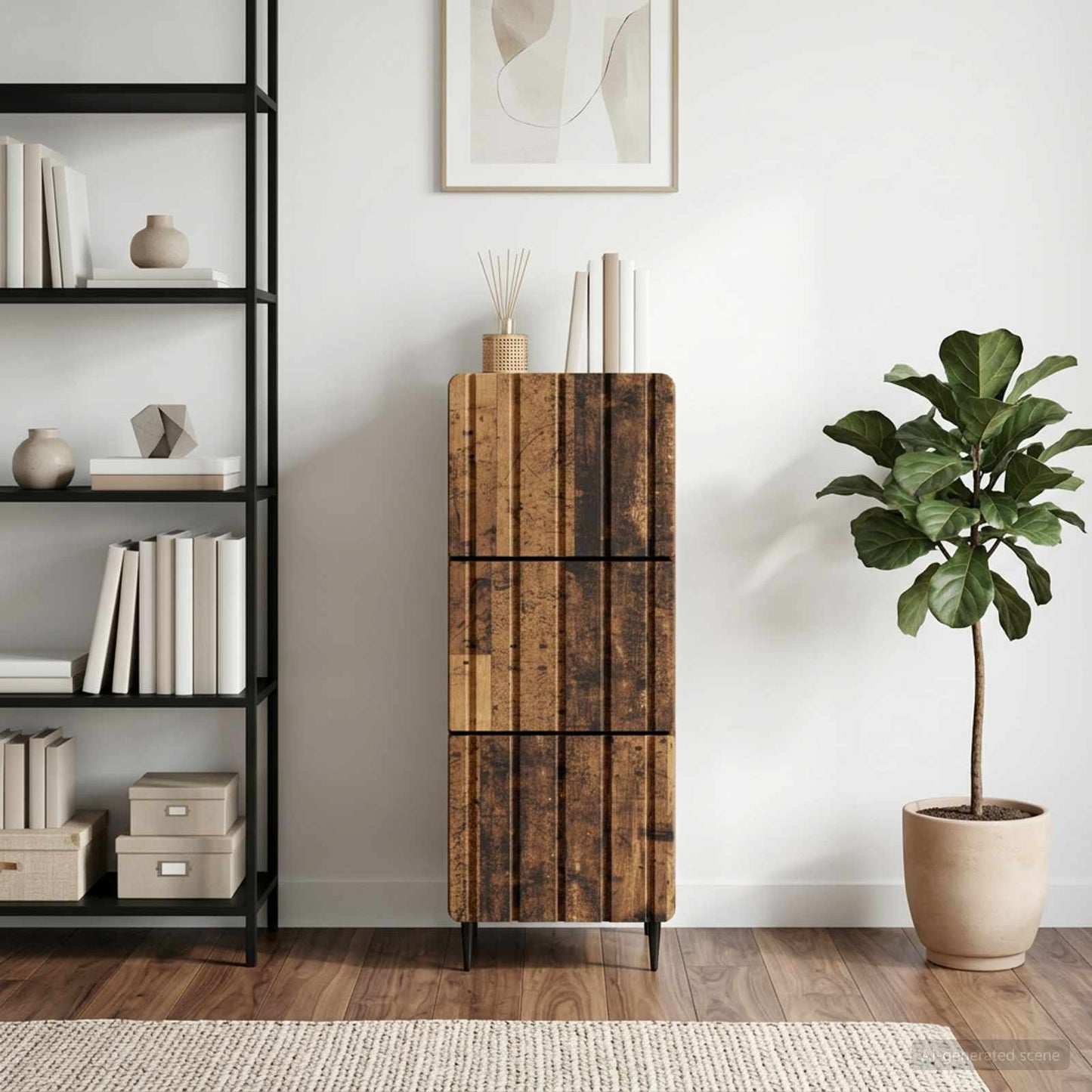 Drawer Cabinet 33 x 34.5 x 92 cm Engineered Wood Old Wood