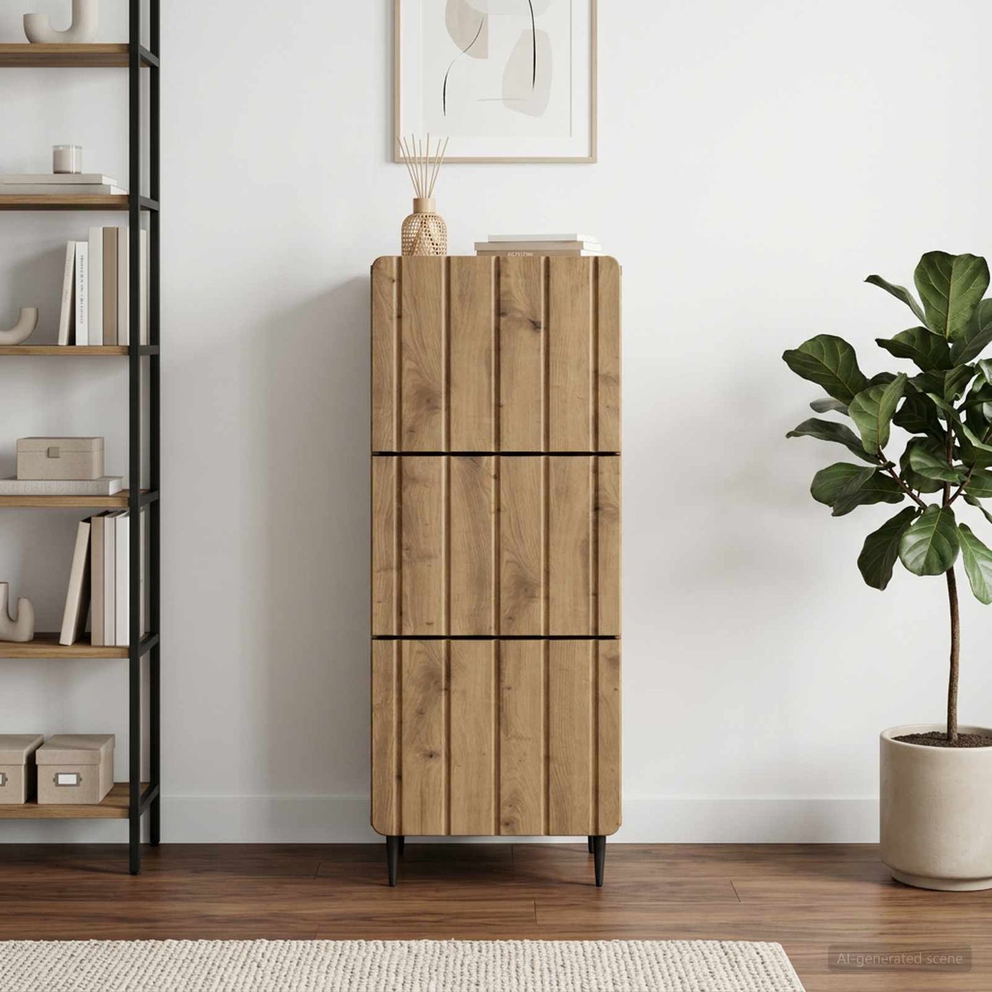 Drawer Cabinet 33 x 34.5 x 92 cm Engineered Wood Artisan Oak