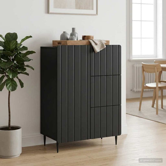 Sideboard Black 66 x 34.5 x 91.5 cm Engineered Wood