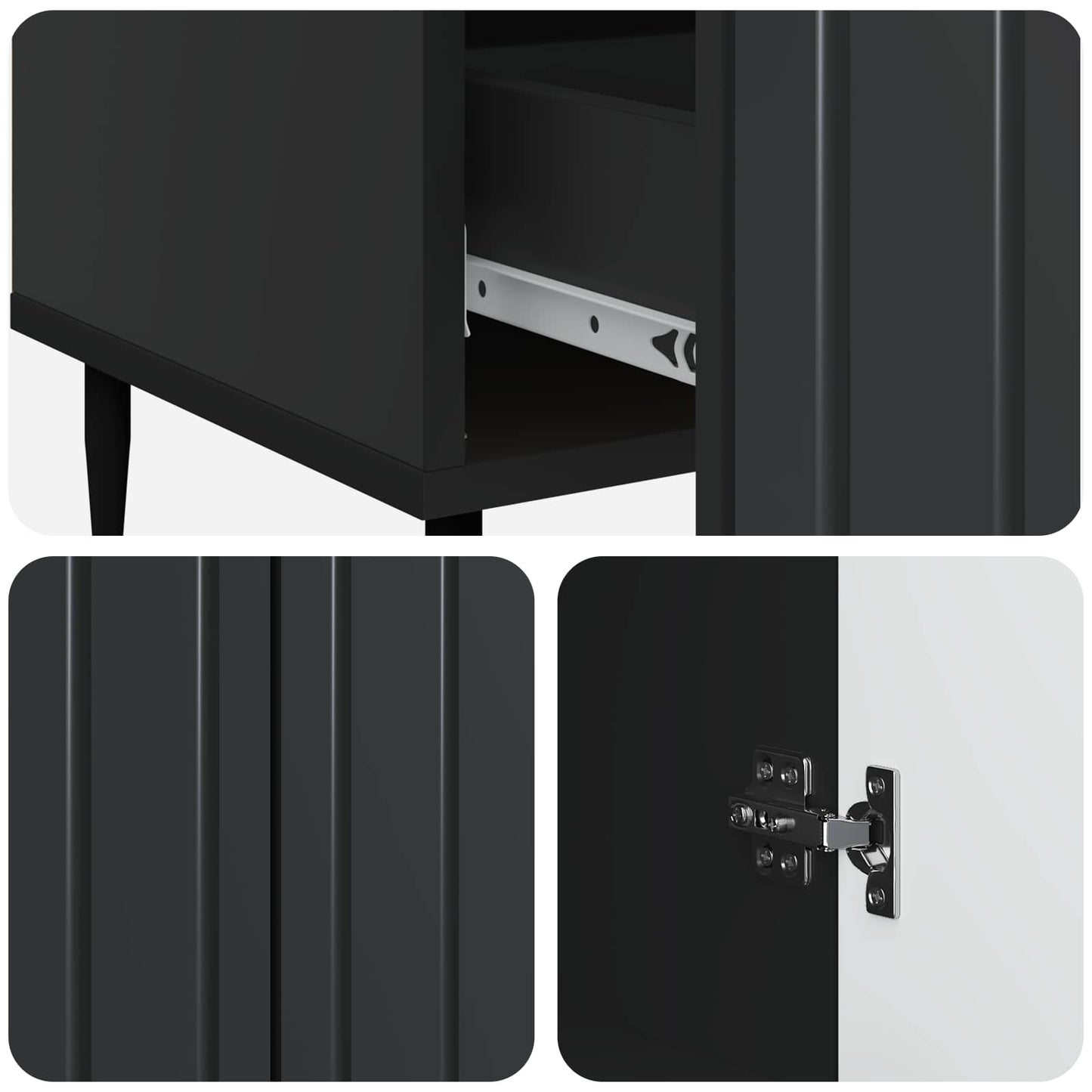 Sideboard with Drawer Black 66 x 34.5 x 97 cm Engineered Wood
