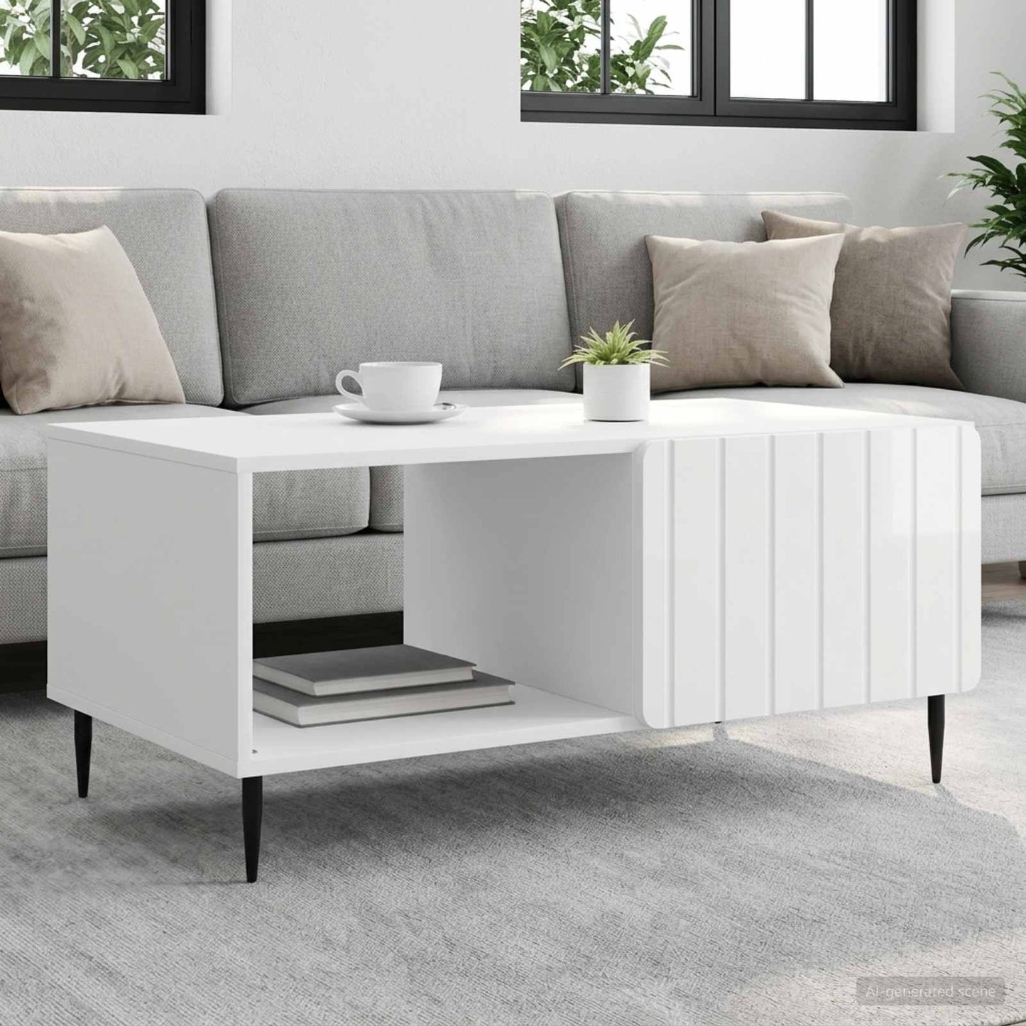 Coffee Table High Gloss White 90 x 50 x 40 cm Engineered Wood