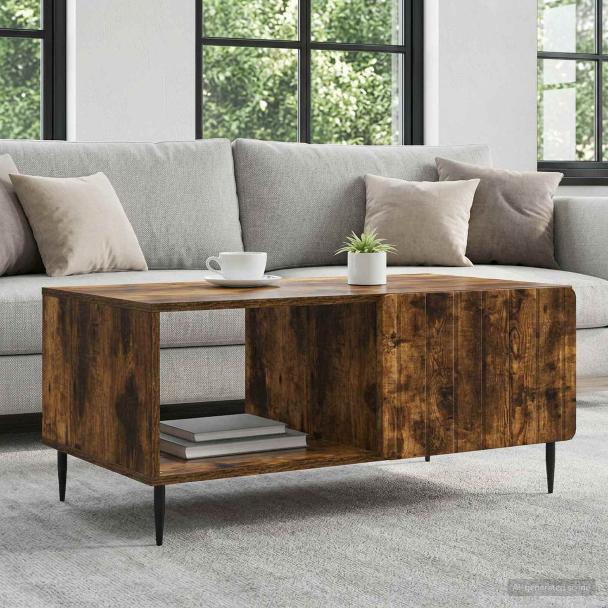 Coffee Table Smoked Oak 90 x 50 x 40 cm Engineered Wood