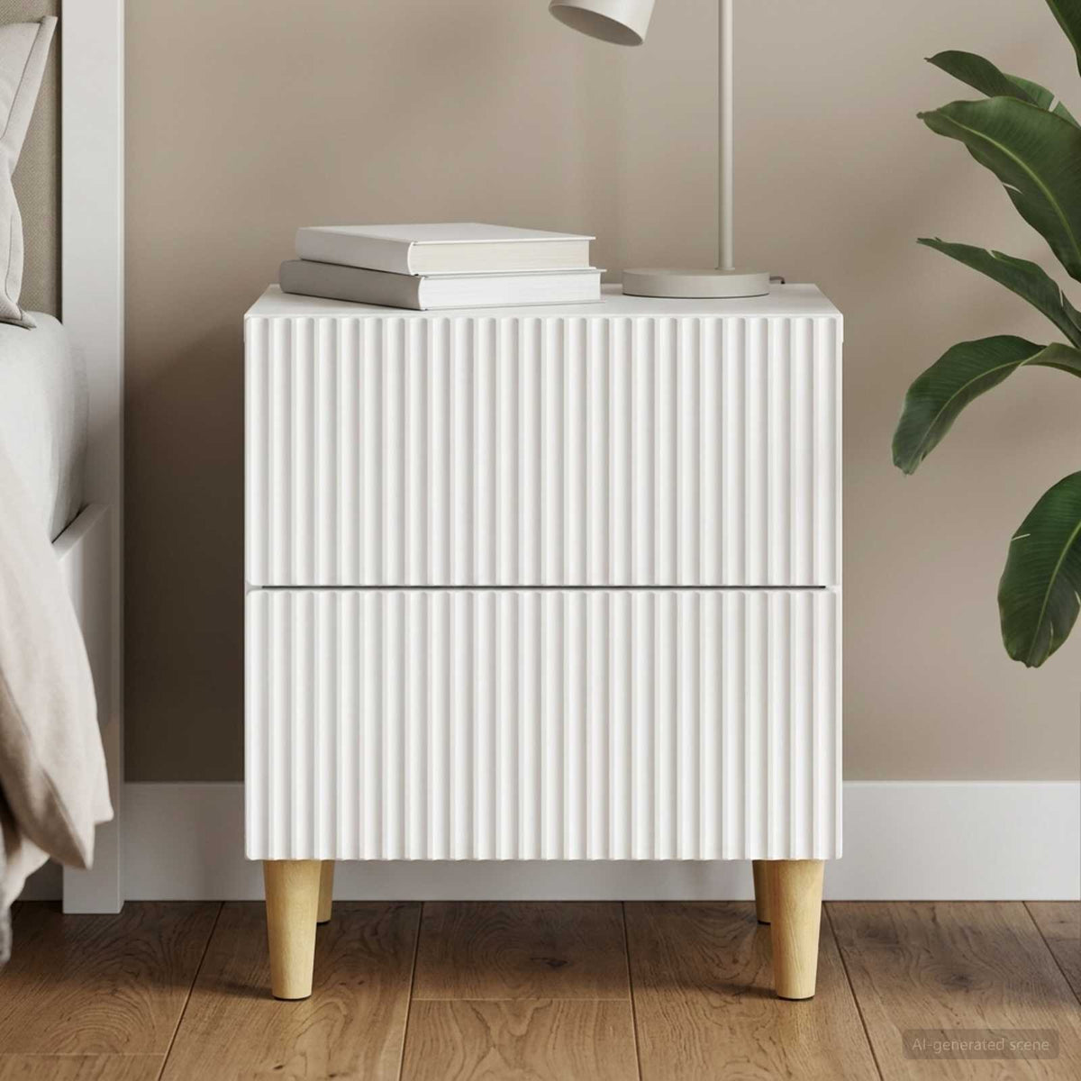 Bedside Cabinet White 43 x 34.5 x 48 cm Engineered Wood