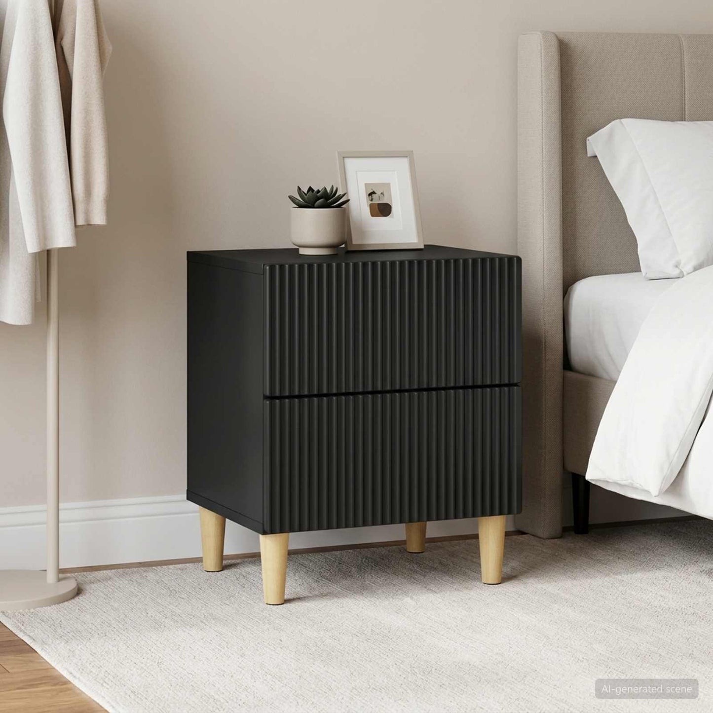 Bedside Cabinet 2 pcs Black 43 x 34.5 x 48 cm Engineered Wood