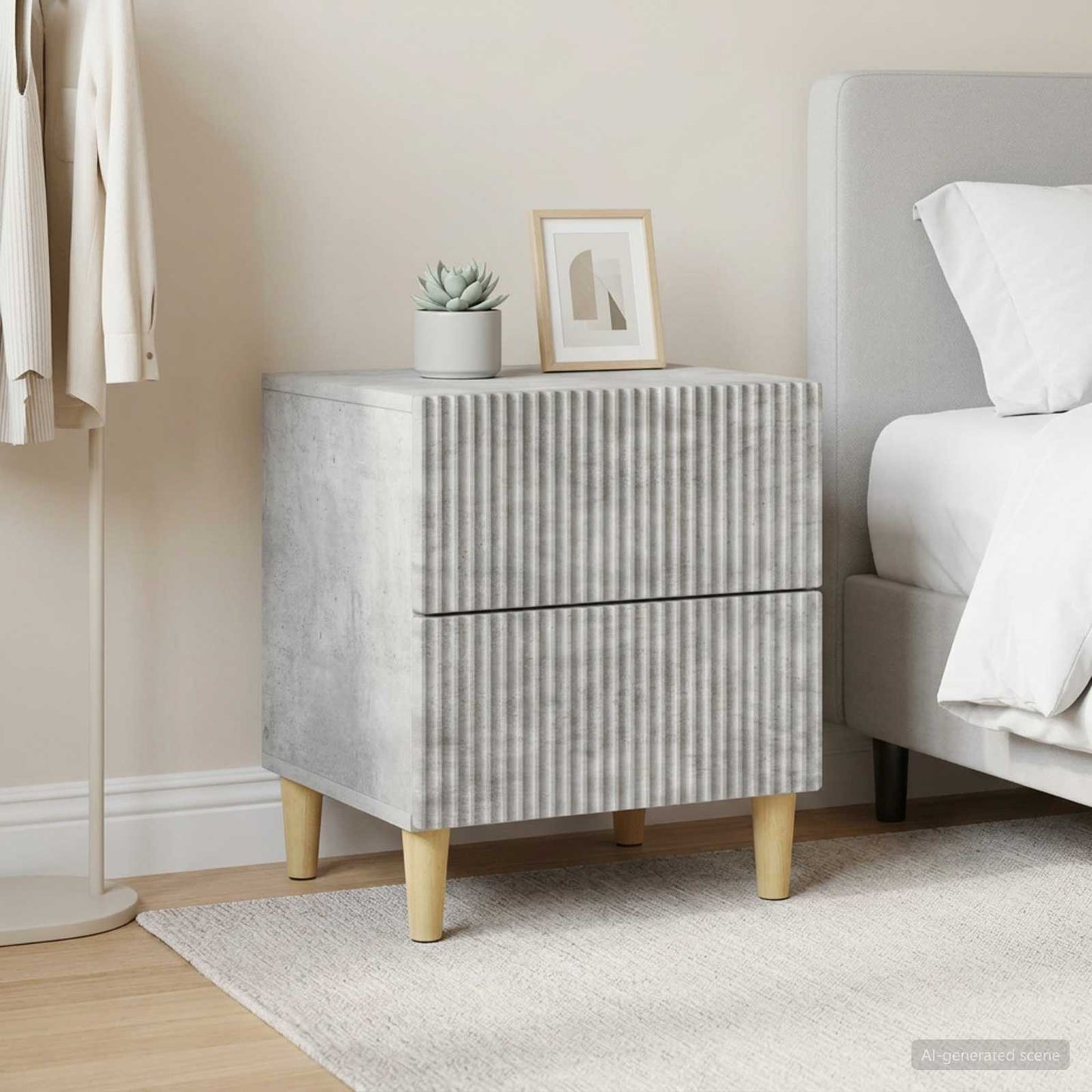 Bedside Cabinet 2 pcs Concrete Grey 43 x 34.5 x 48 cm