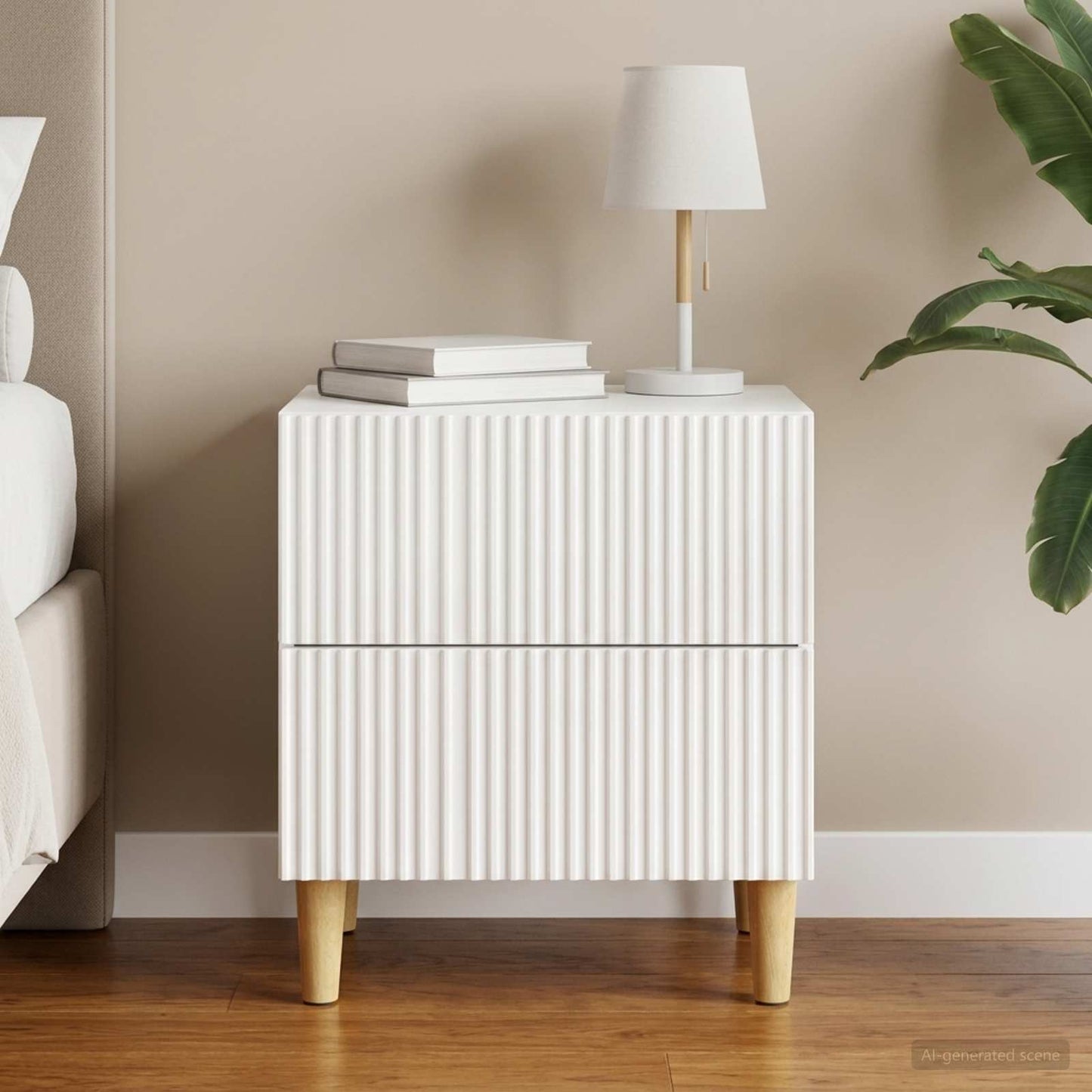 Bedside Cabinet High Gloss White 43 x 34.5 x 48 cm