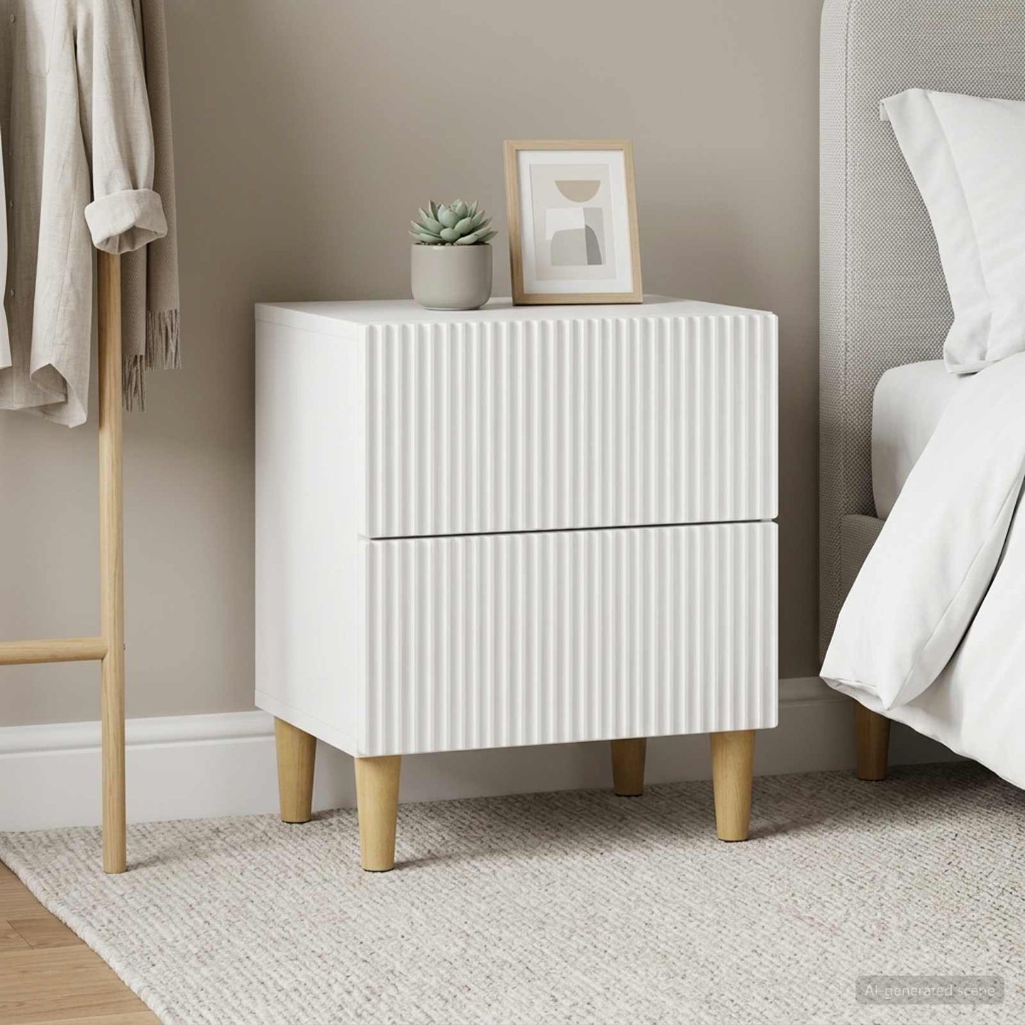 Bedside Cabinet 2 pcs High Gloss White 43 x 34.5 x 48 cm