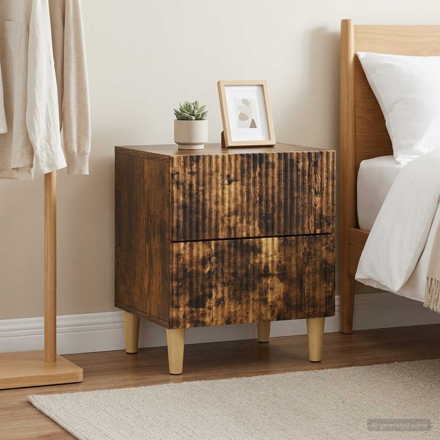 Bedside Cabinet 2 pcs Smoked Oak 43 x 34.5 x 48 cm