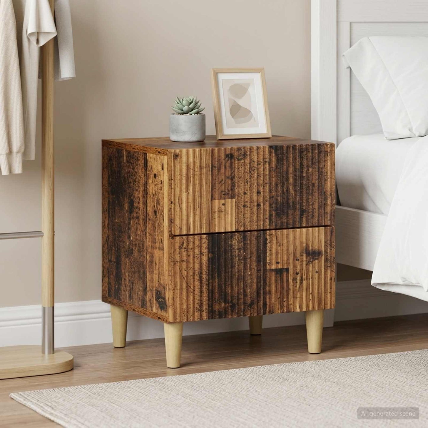 Bedside Cabinet 2 pcs Old Wood 43 x 34.5 x 48 cm