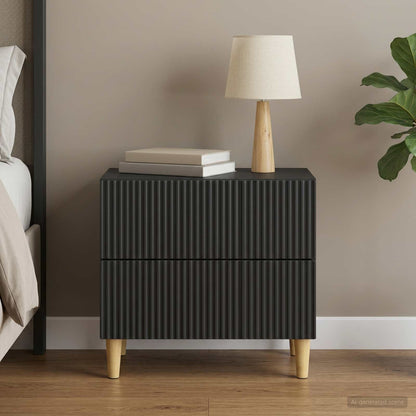 Bedside Cabinet Black 62 x 34.5 x 48 cm Engineered Wood