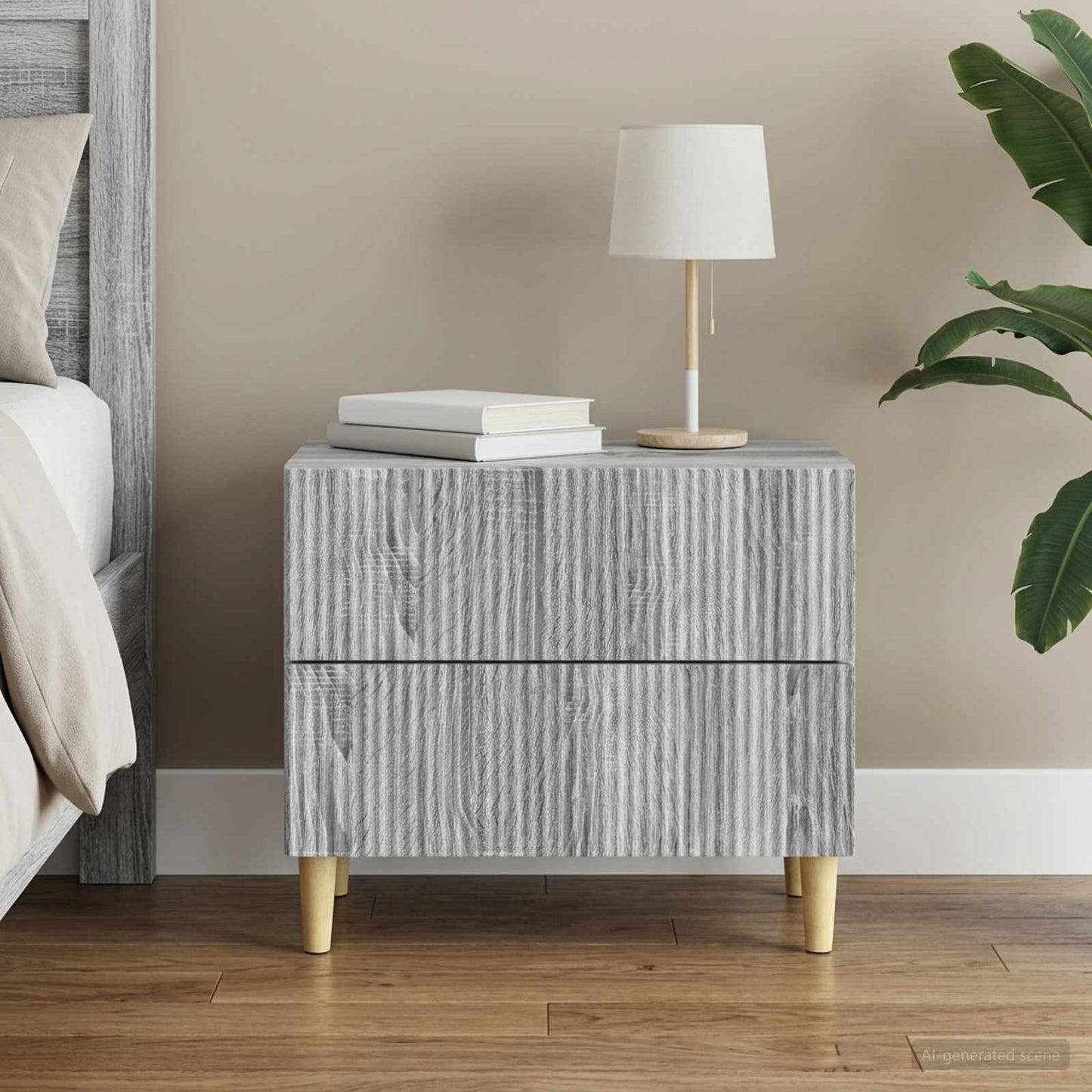 Bedside Cabinet Grey Sonoma 62 x 34.5 x 48 cm Engineered Wood