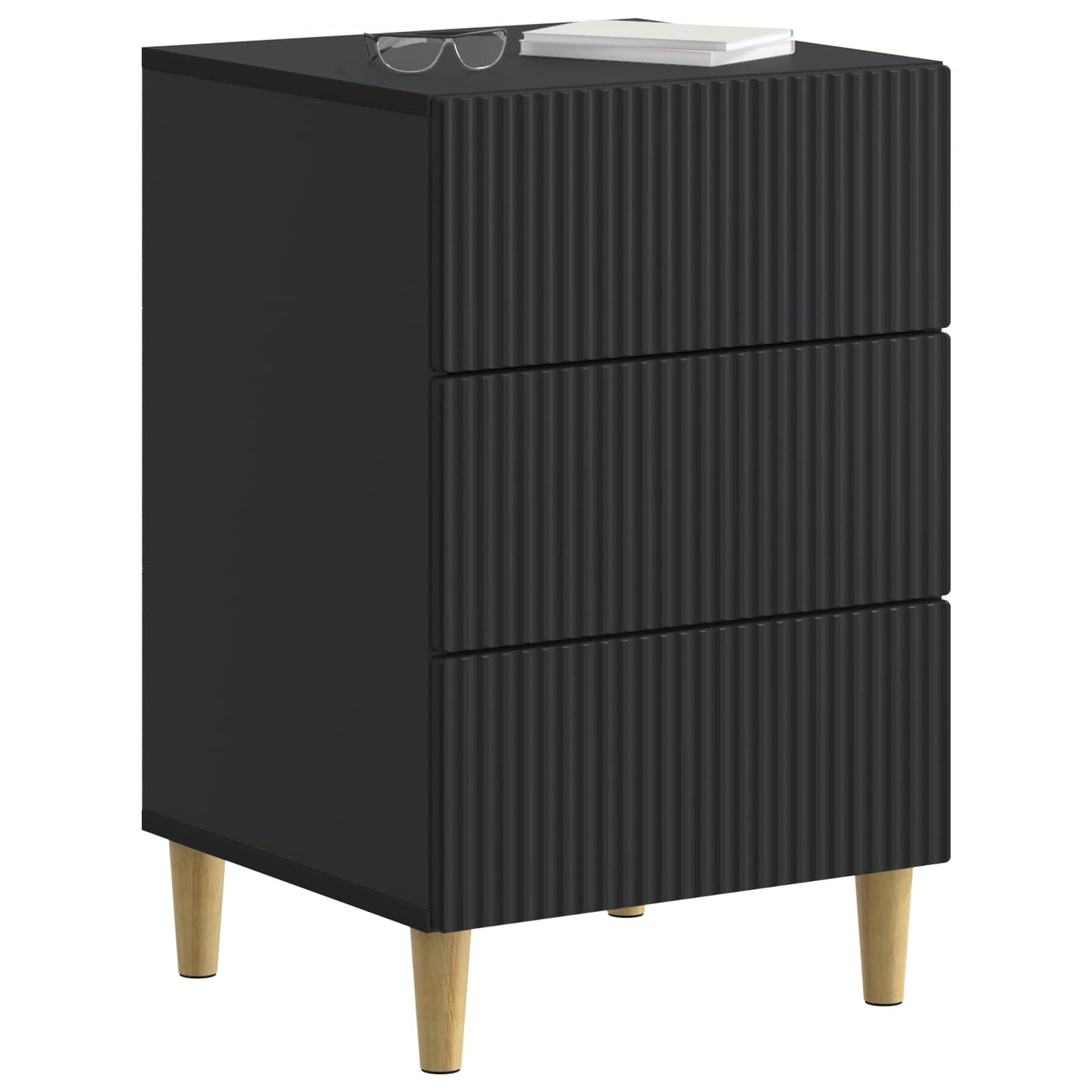 Bedside Cabinet Black 43 x 41 x 66.5 cm Engineered Wood