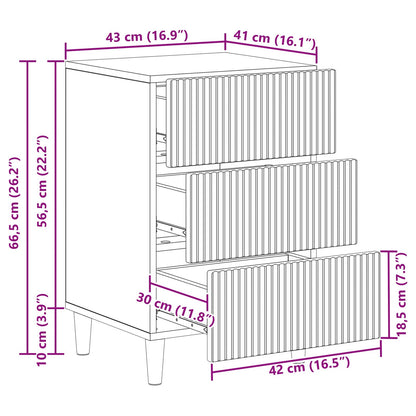 Bedside Cabinet Black 43 x 41 x 66.5 cm Engineered Wood