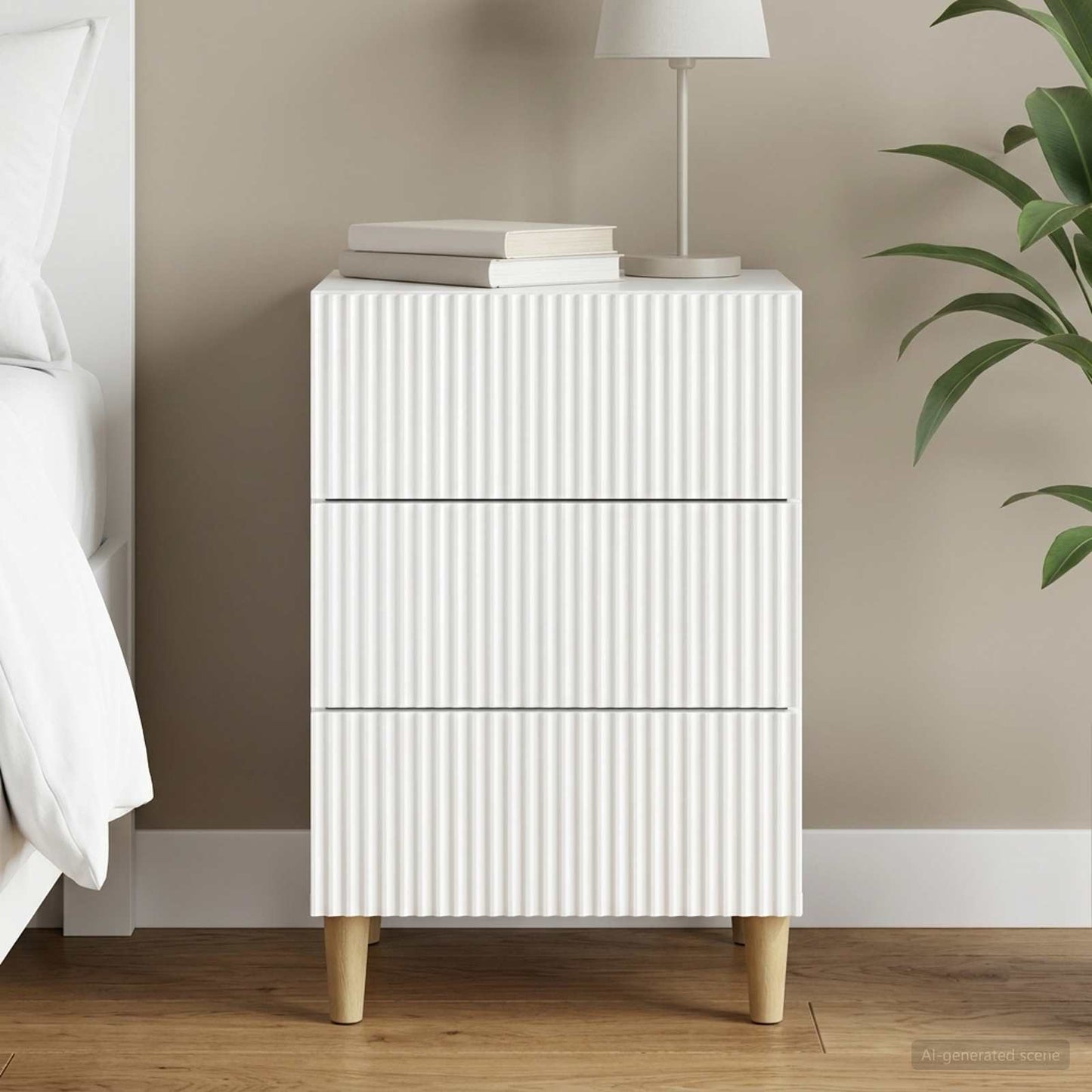 Bedside Cabinet High Gloss White 43 x 41 x 66.5 cm