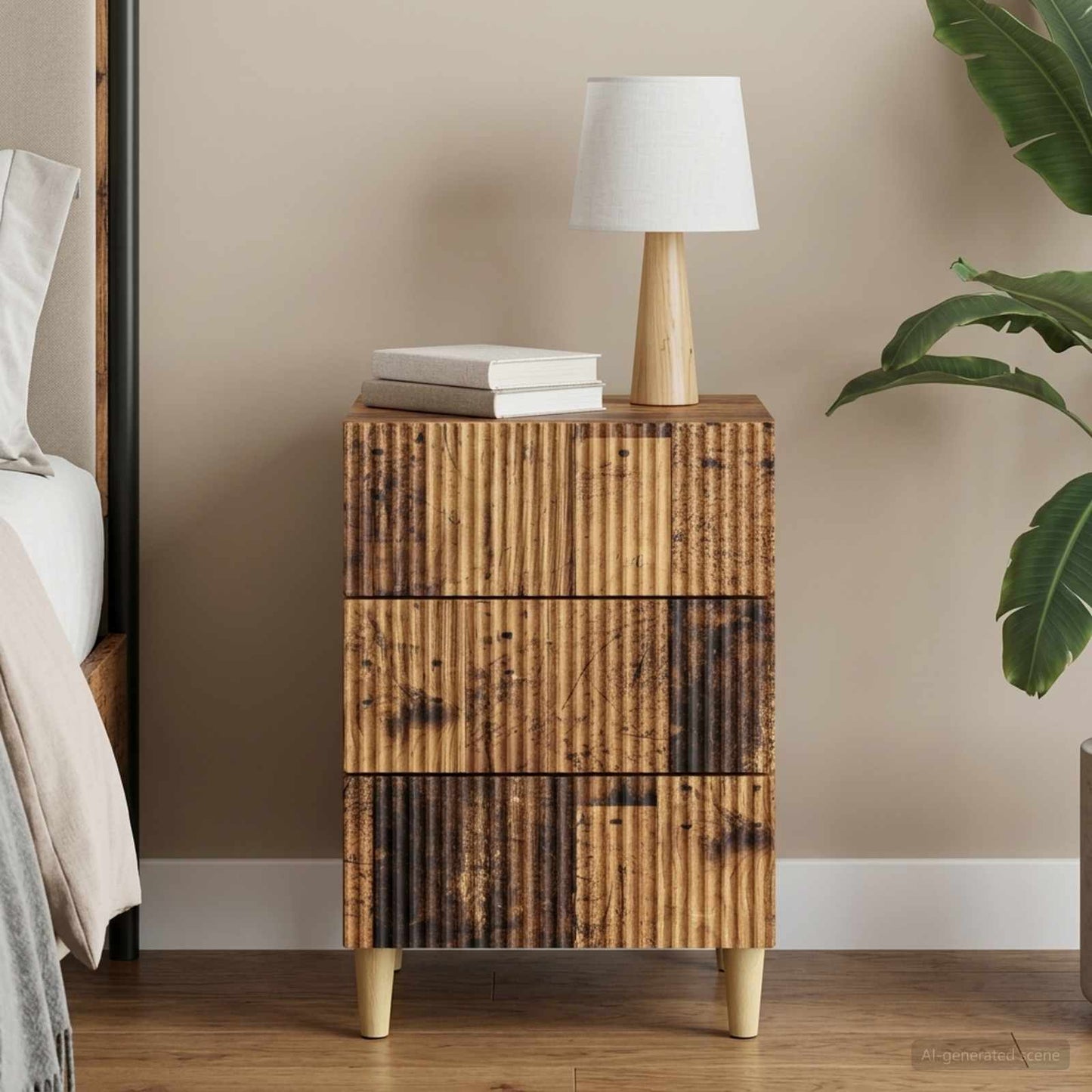 Bedside Cabinet Old Wood 43 x 41 x 66.5 cm Engineered Wood