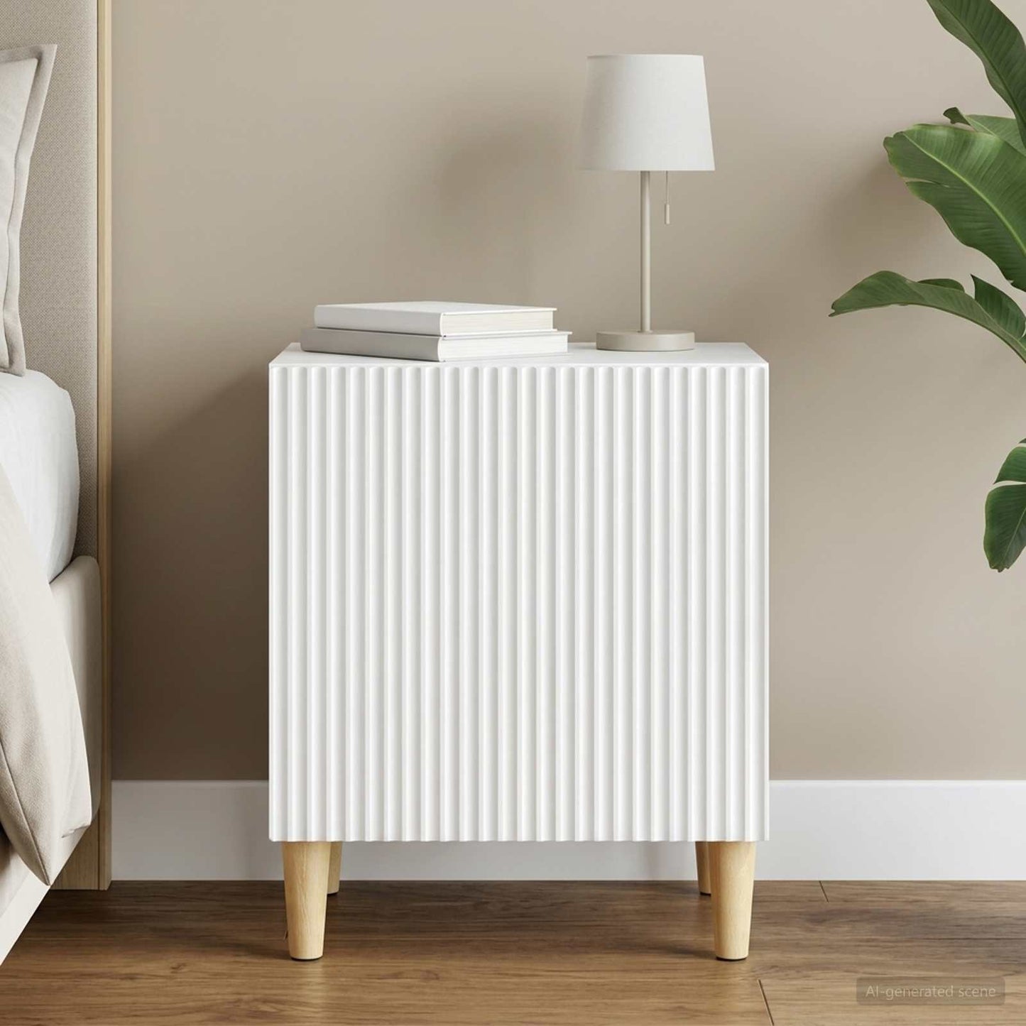 Bedside Cabinet White 43 x 34.5 x 50 cm Engineered Wood