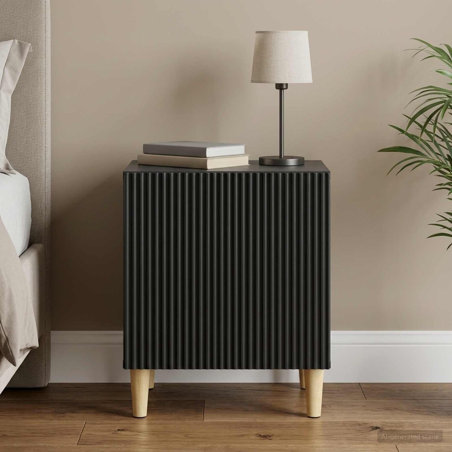 Bedside Cabinet Black 43 x 34.5 x 50 cm Engineered Wood