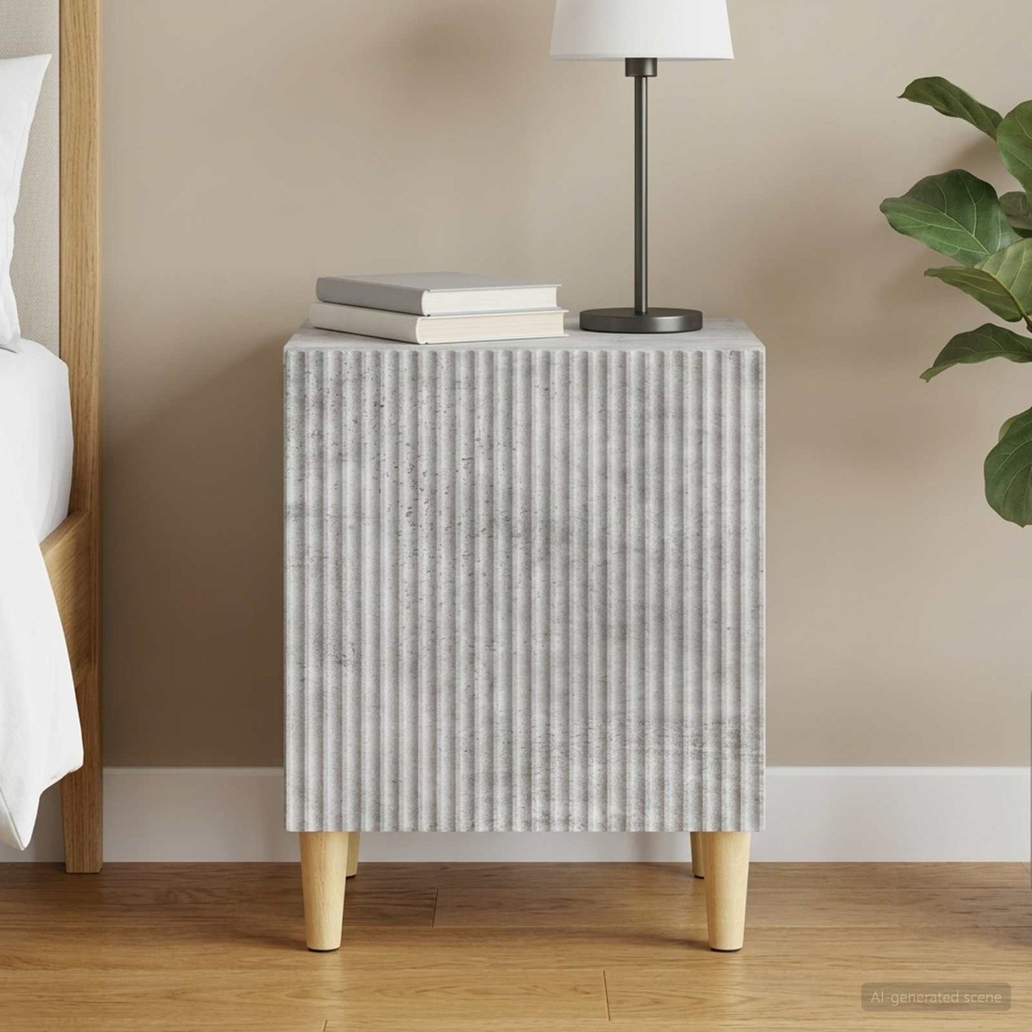 Bedside Cabinet Concrete Grey 43 x 34.5 x 50 cm Engineered Wood