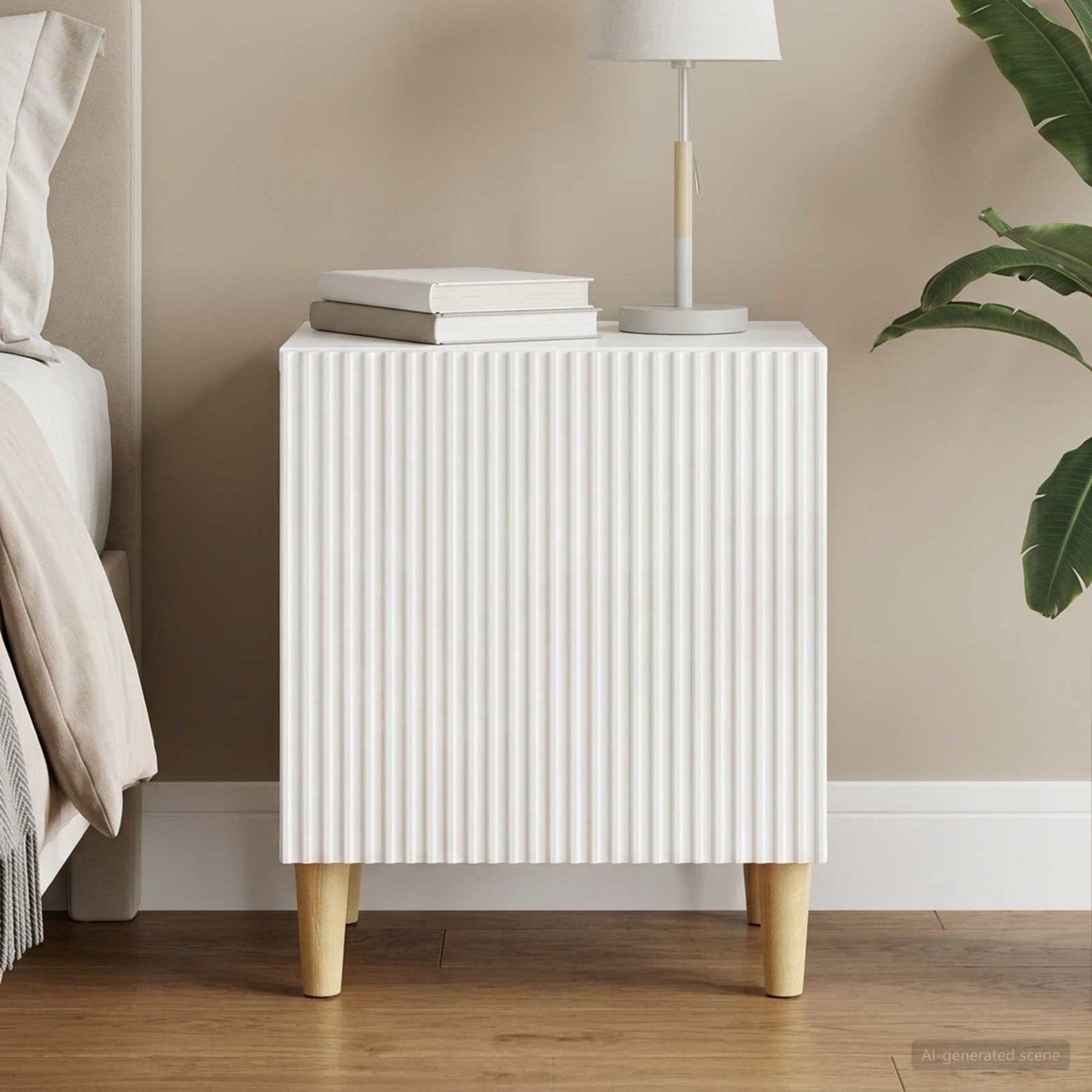 Bedside Cabinet High Gloss White 43 x 34.5 x 50 cm