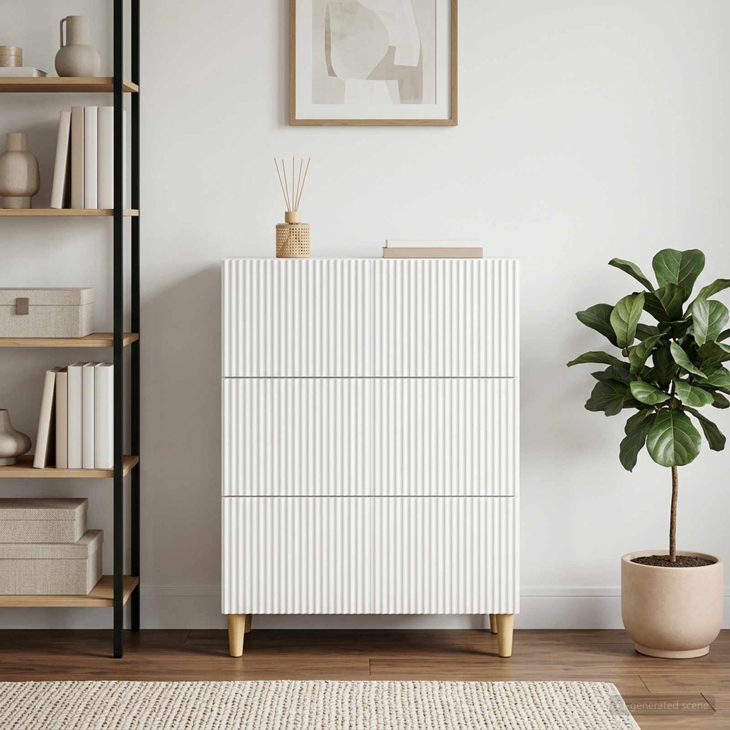 Drawer Cabinet White 66 x 34.5 x 90 cm Engineered Wood