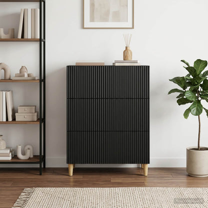 Drawer Cabinet 66 x 34.5 x 90 cm Engineered Wood Black