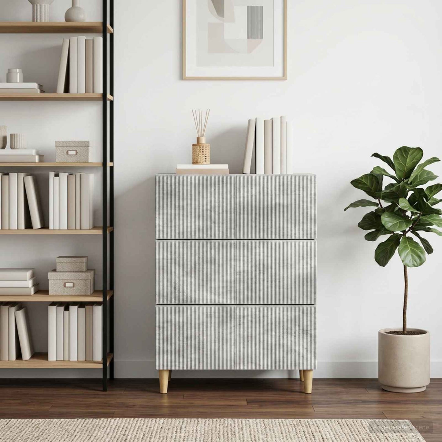 Drawer Cabinet 66 x 34.5 x 90 cm Engineered Wood Concrete Grey