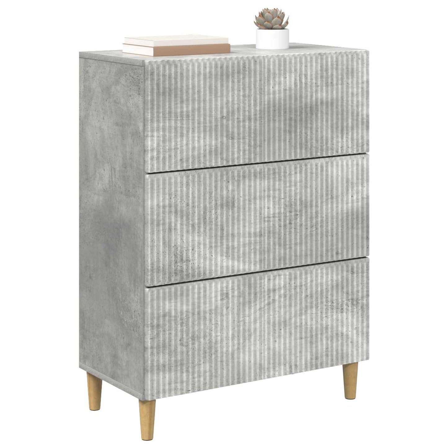 Drawer Cabinet Concrete Grey 66 x 34.5 x 90 cm Engineered Wood