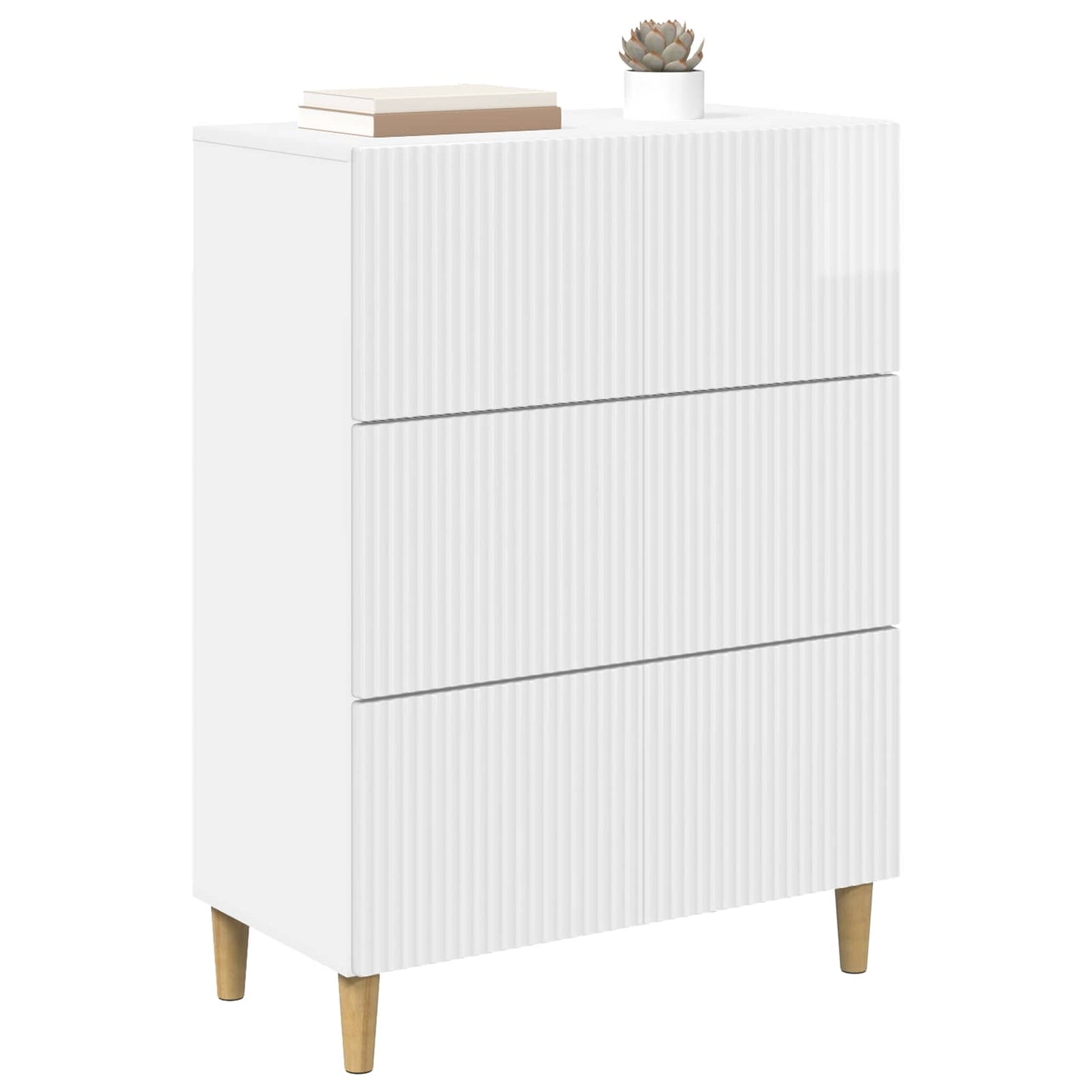 Drawer Cabinet High Gloss White 66 x 34.5 x 90 cm