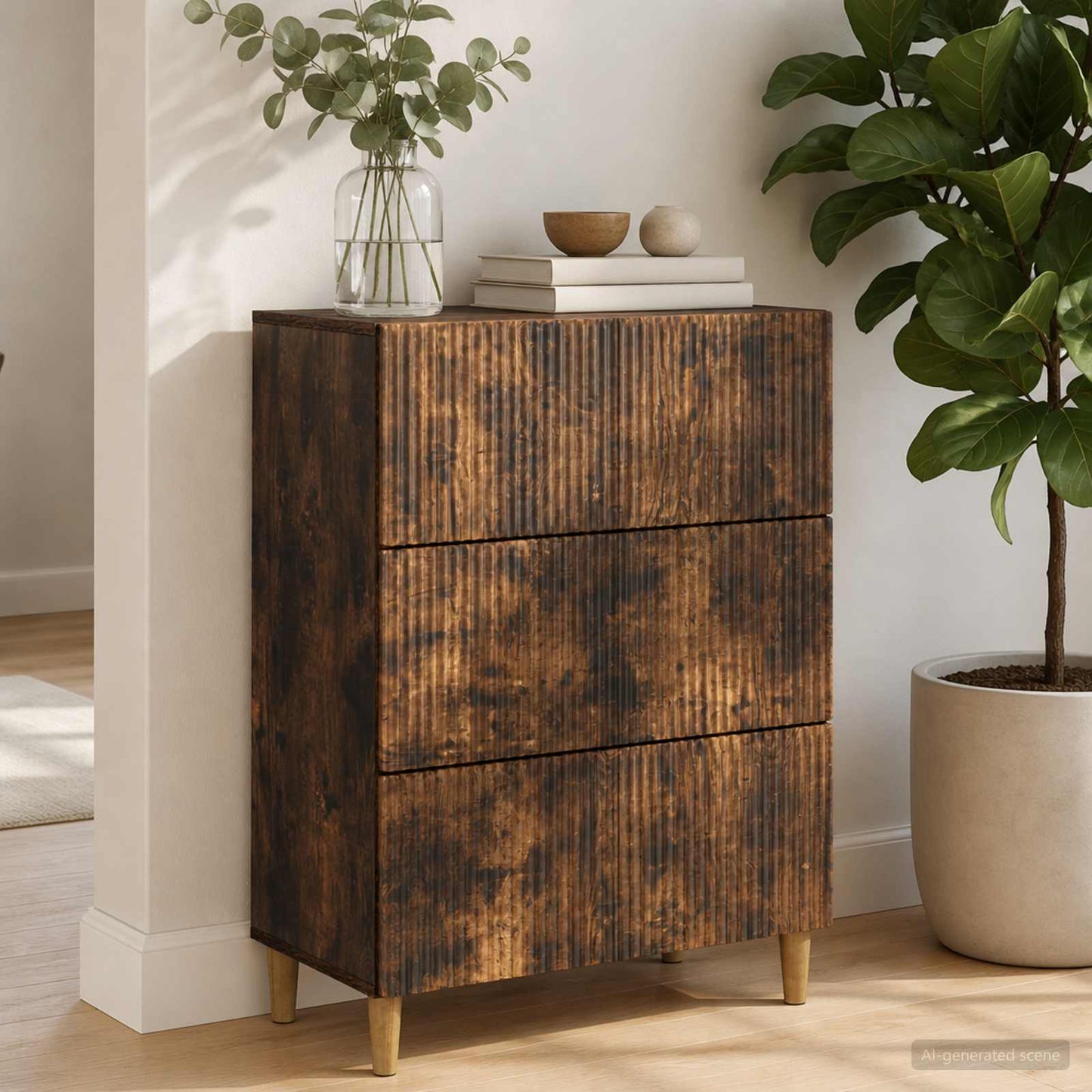 Drawer Cabinet 66 x 34.5 x 90 cm Engineered Wood Smoked Oak