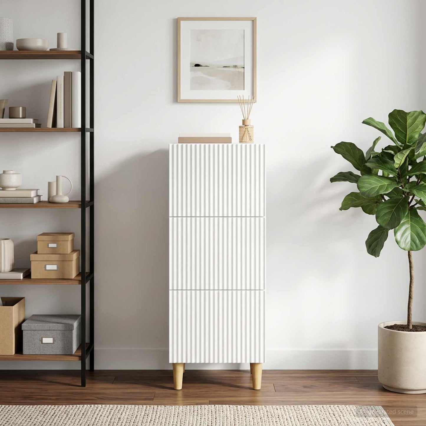 Drawer Cabinet White 33 x 34.5 x 90 cm Engineered Wood