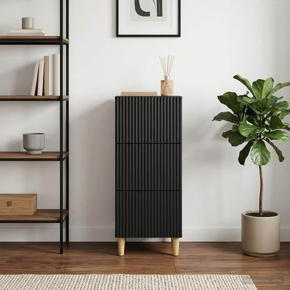 Drawer Cabinet Black 33 x 34.5 x 90 cm Engineered Wood