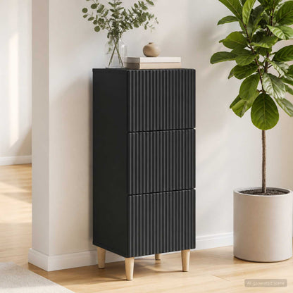 Drawer Cabinet Black 33 x 34.5 x 90 cm Engineered Wood