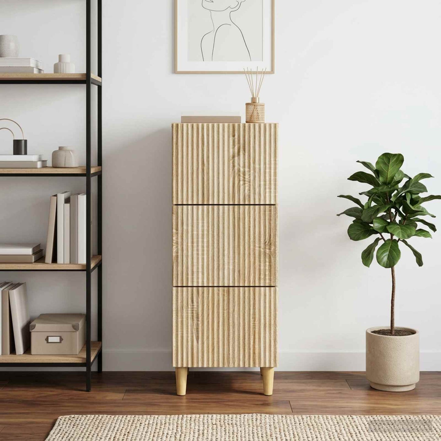 Drawer Cabinet Sonoma Oak 33 x 34.5 x 90 cm Engineered Wood
