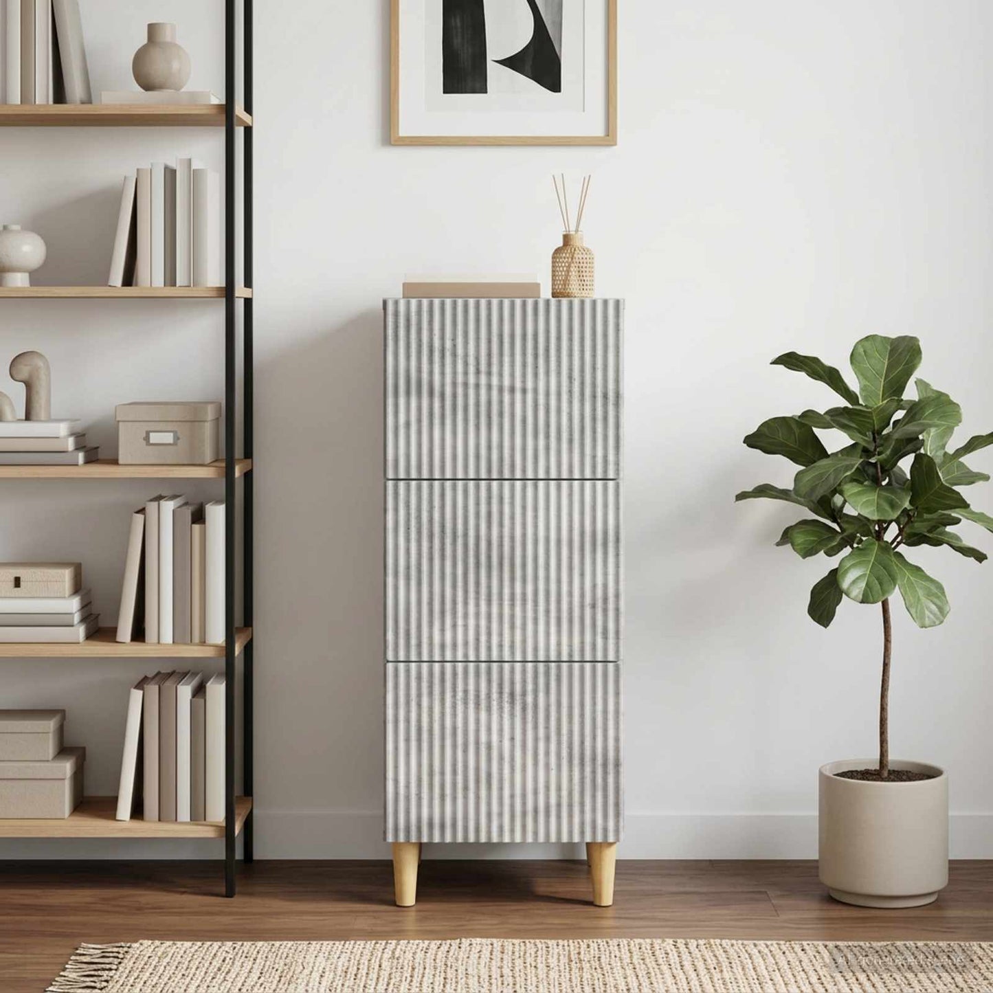 Drawer Cabinet Concrete Grey 33 x 34.5 x 90 cm Engineered Wood