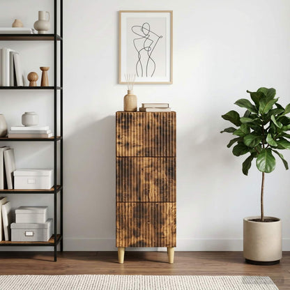 Drawer Cabinet Smoked Oak 33 x 34.5 x 90 cm Engineered Wood