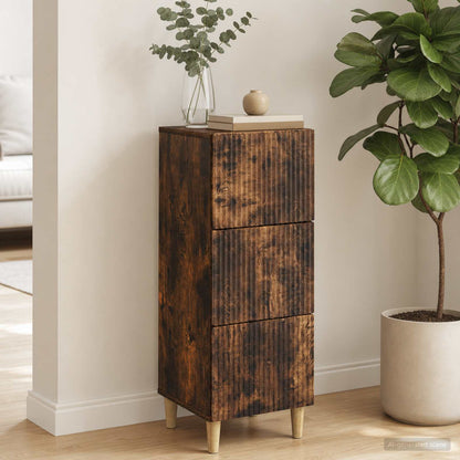 Drawer Cabinet Smoked Oak 33 x 34.5 x 90 cm Engineered Wood