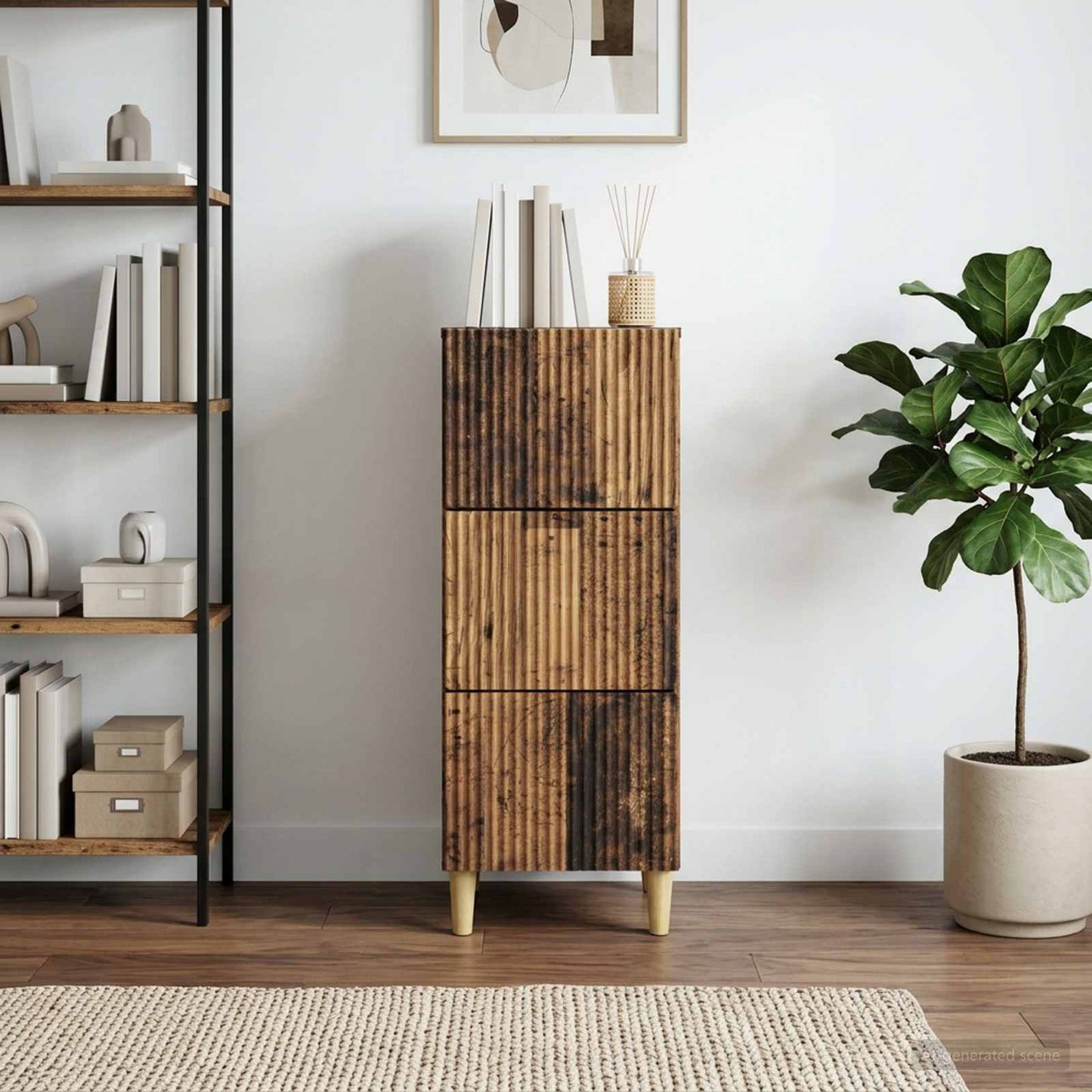 Drawer Cabinet Old Wood 33 x 34.5 x 90 cm Engineered Wood