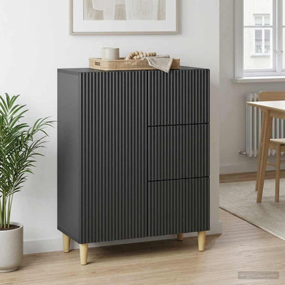 Sideboard with Drawer Black 66 x 34.5 x 90 cm Engineered Wood