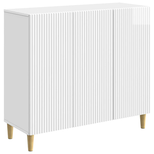 Sideboard High Gloss White 89 x 34.5 x 80 cm Engineered Wood