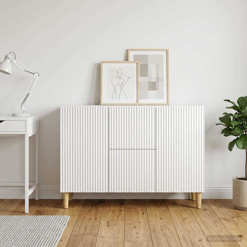 Sideboard High Gloss White 89 x 34.5 x 60 cm Engineered Wood