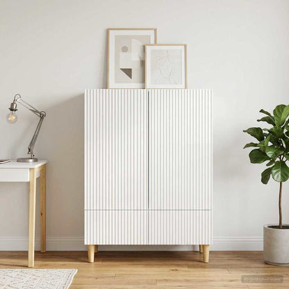 Sideboard High Gloss White 66 x 34.5 x 95 cm Engineered Wood