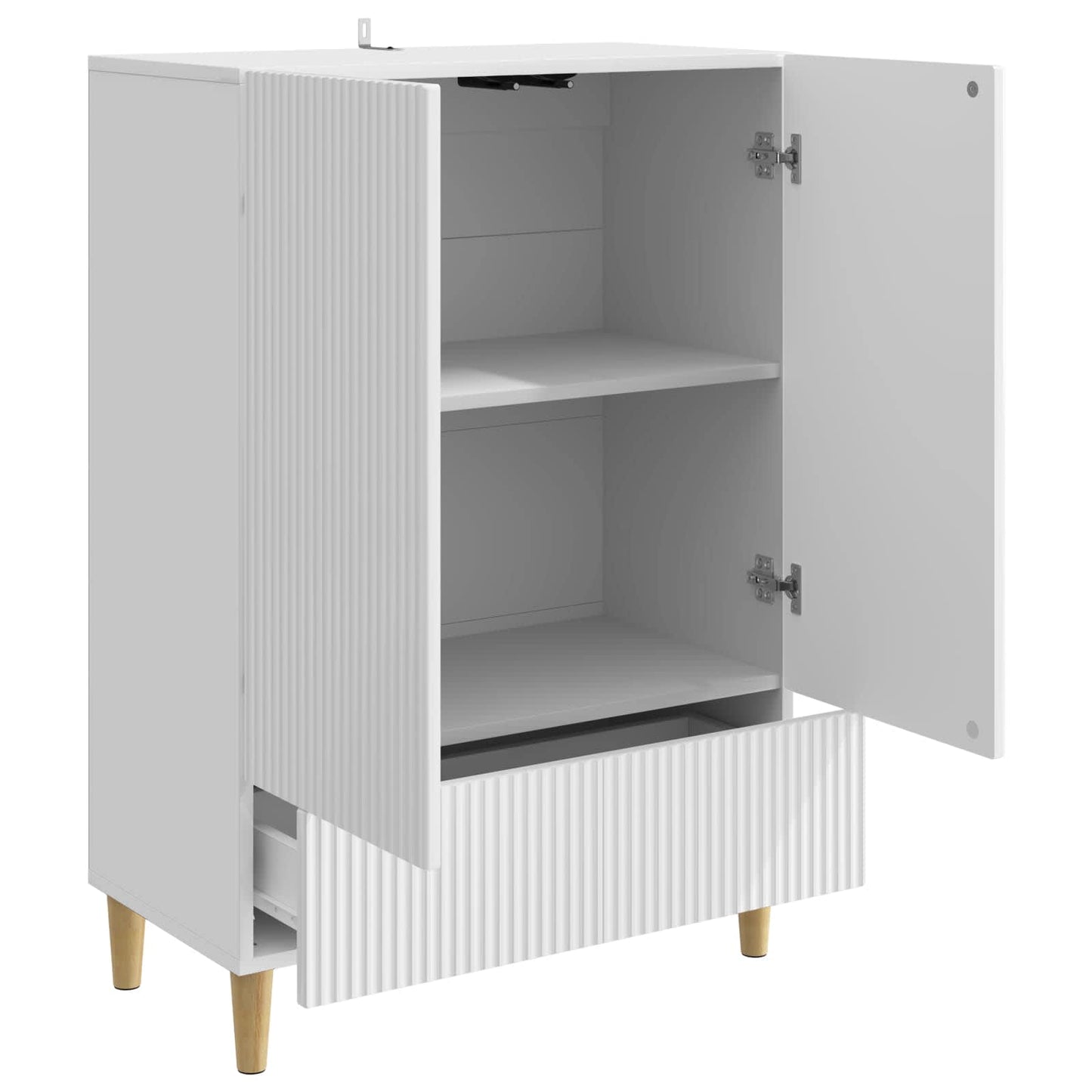 Sideboard High Gloss White 66 x 34.5 x 95 cm Engineered Wood