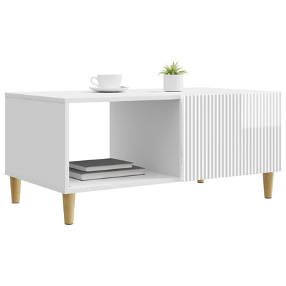 Coffee Table High Gloss White 90 x 50 x 40 cm Engineered Wood