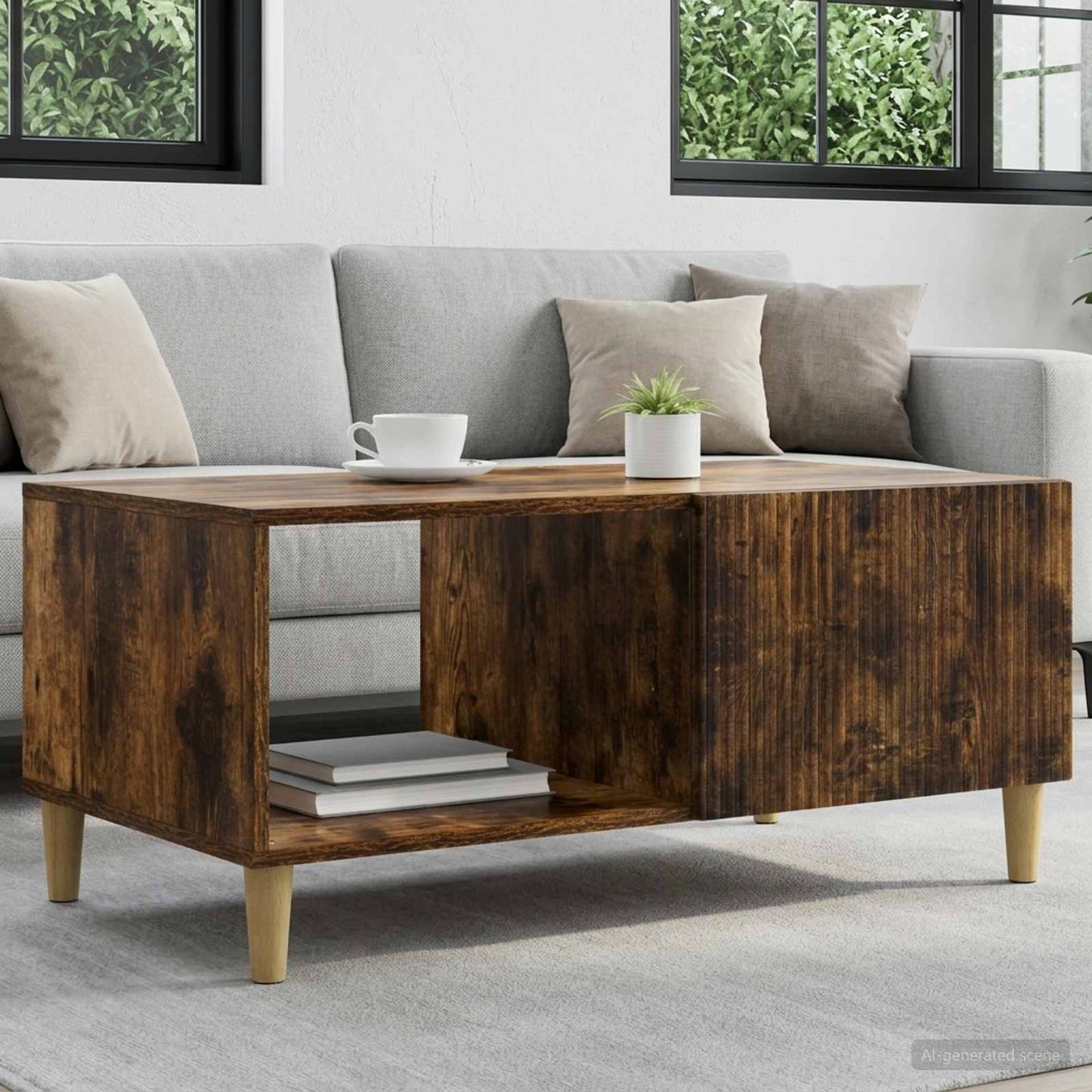 Coffee Table Smoked Oak 90 x 50 x 40 cm Engineered Wood