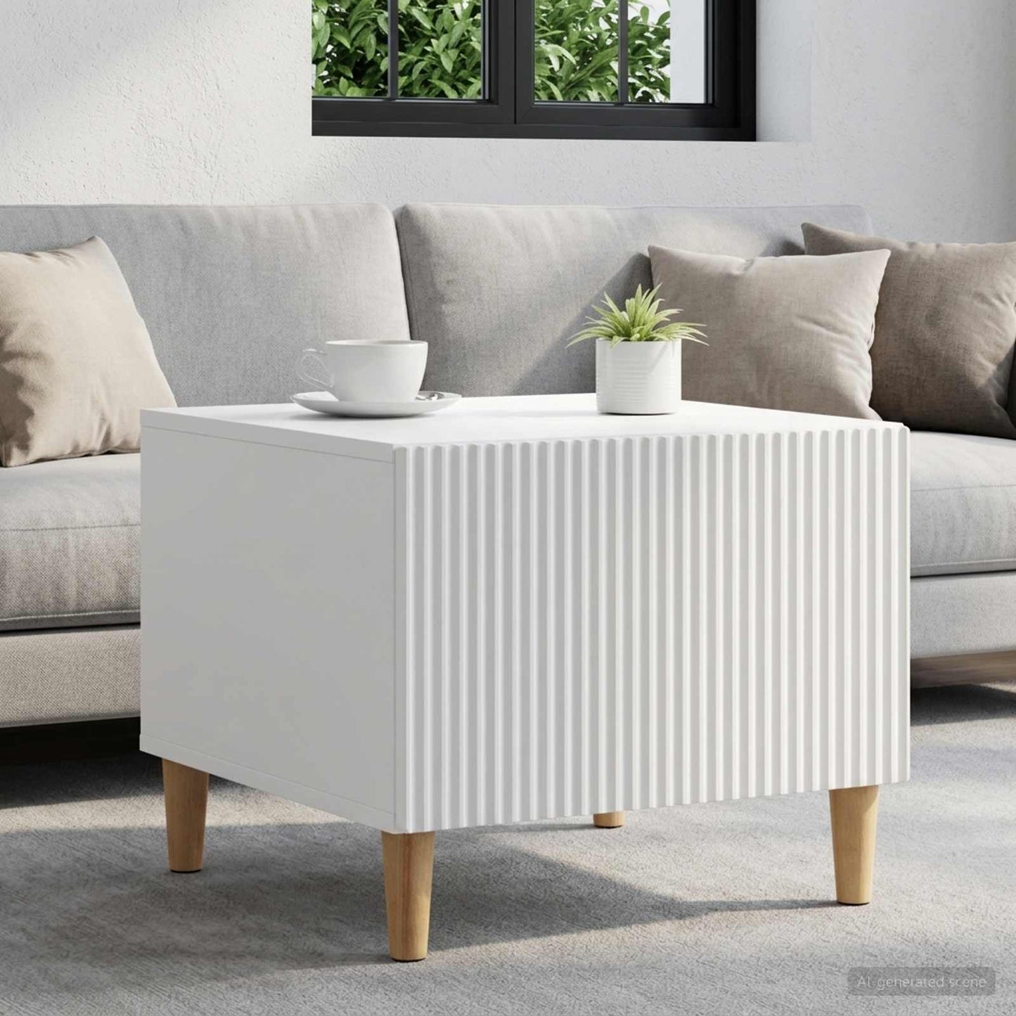 Coffee Table with Drawer White 49 x 50 x 40 cm Engineered Wood