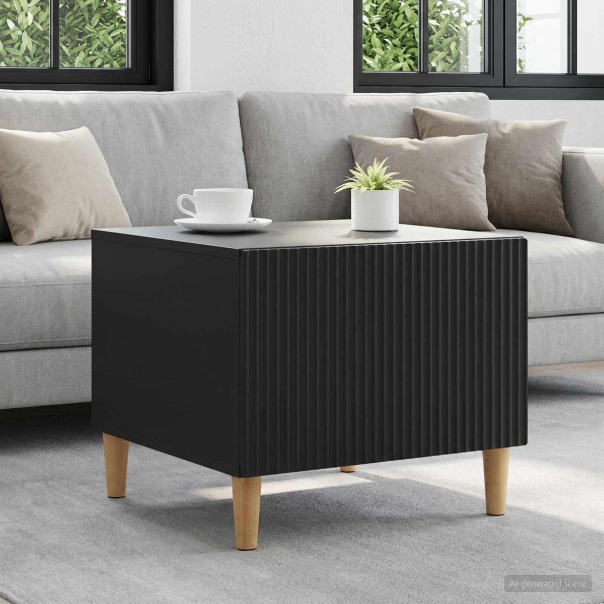 Coffee Table with Drawer Black 49 x 50 x 40 cm Engineered Wood