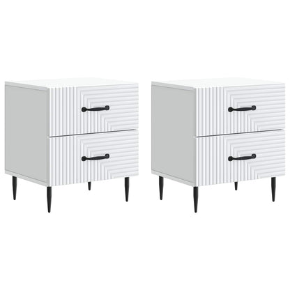 Bedside Cabinet 2 pcs White 43 x 34.5 x 47.5 cm Engineered Wood
