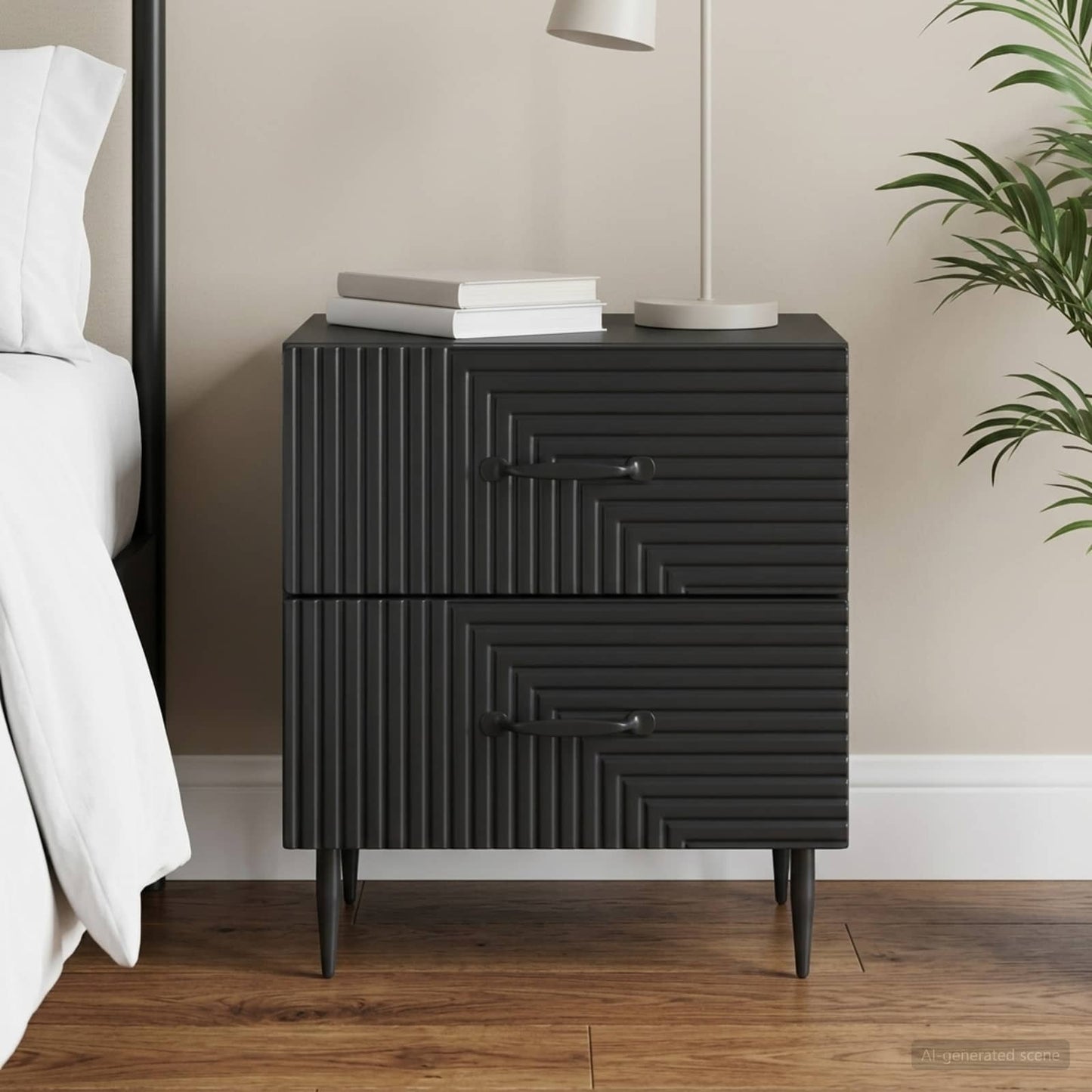 Bedside Cabinet Black 43 x 34.5 x 47.5 cm Engineered Wood
