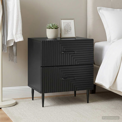 Bedside Cabinet 2 pcs Black 43 x 34.5 x 47.5 cm Engineered Wood